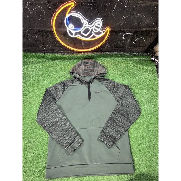 Vintage Nike Y2K Green All‎ Over Graphic Print Dri-fit Hoodie Sweatshirt Size XL - Picture 1 of 6